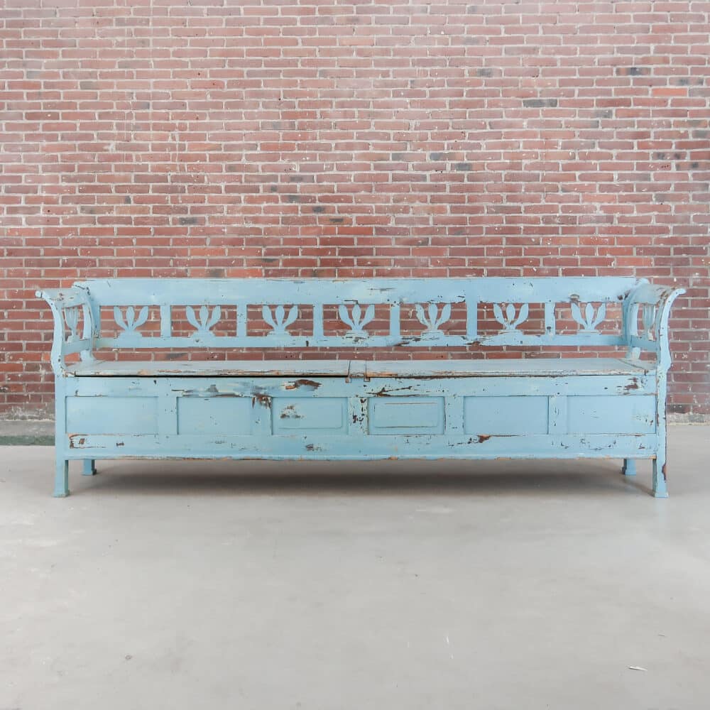 Blauwe houten klepbank - Afbeelding 2