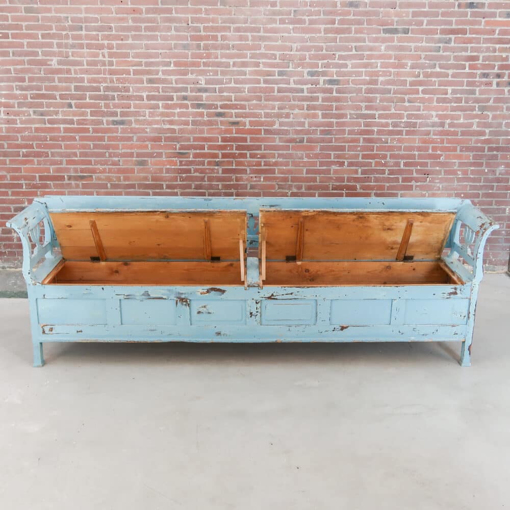 Blauwe houten klepbank - Afbeelding 3