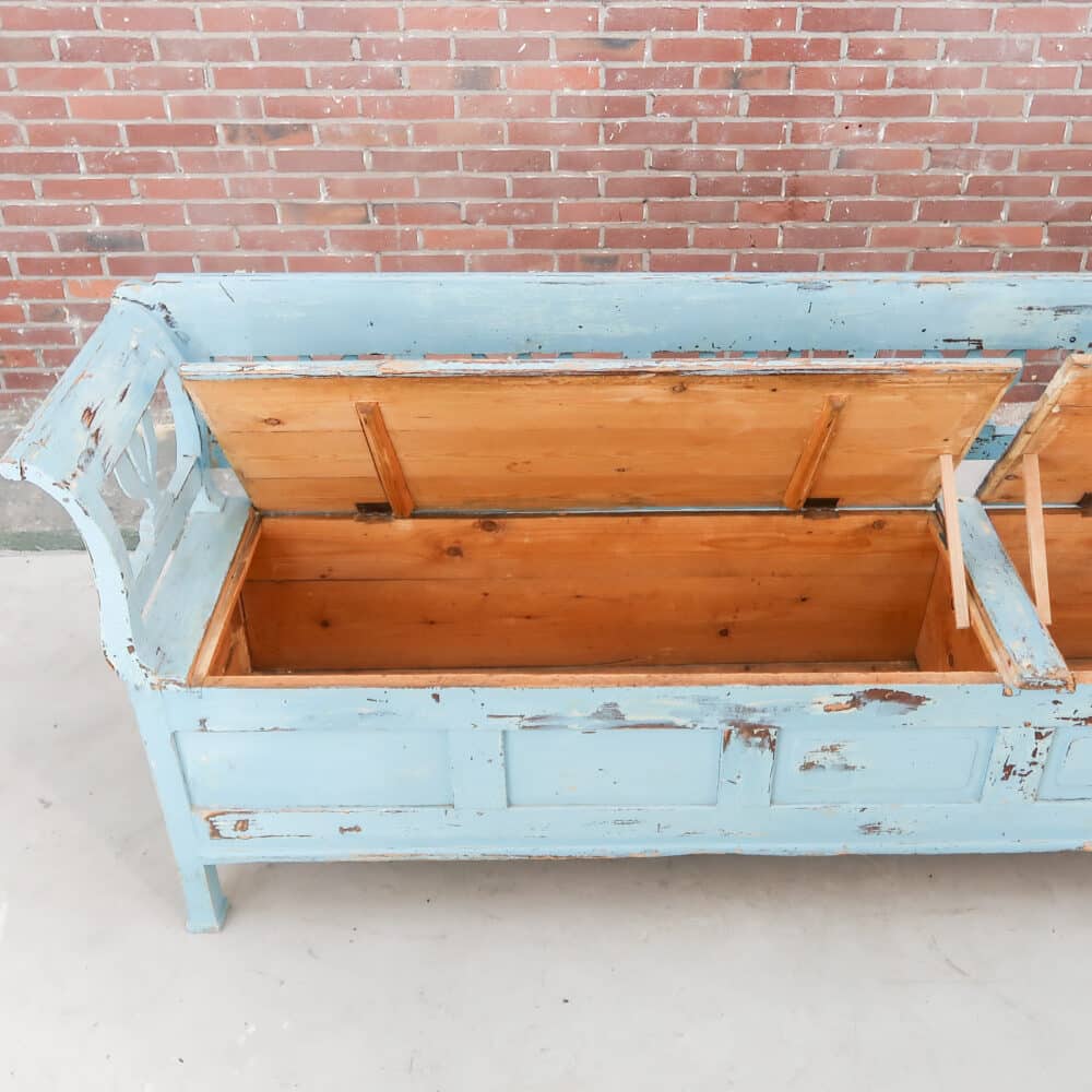 Blauwe houten klepbank - Afbeelding 4