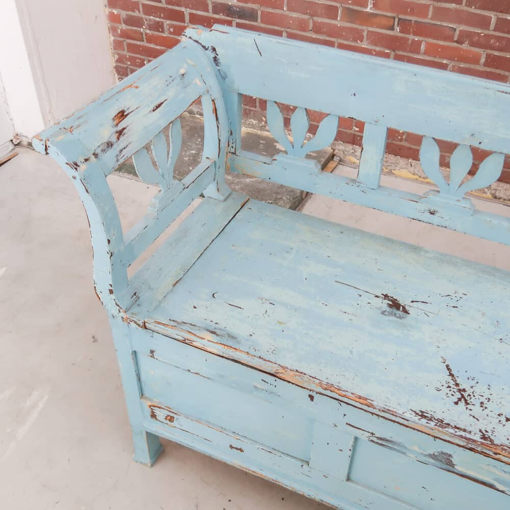 Blauwe houten klepbank - Afbeelding 5