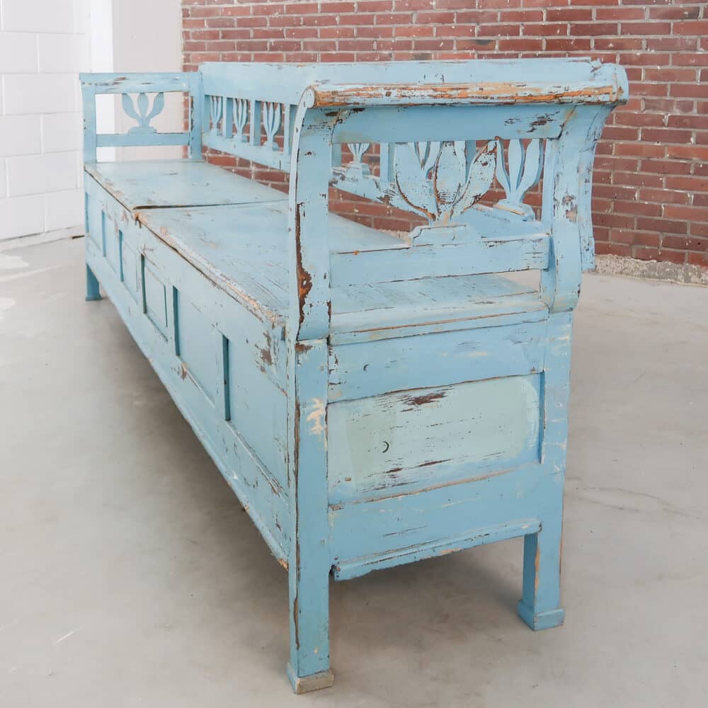 Blauwe houten klepbank - Afbeelding 6