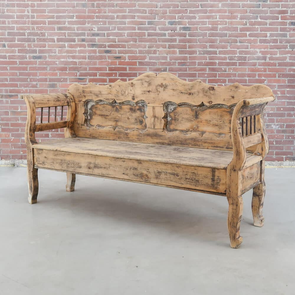 Brocante houten bank - Afbeelding 2