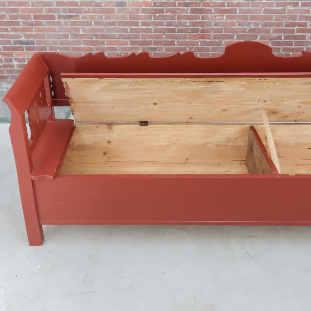 Brocante rode klepbank - Afbeelding 2