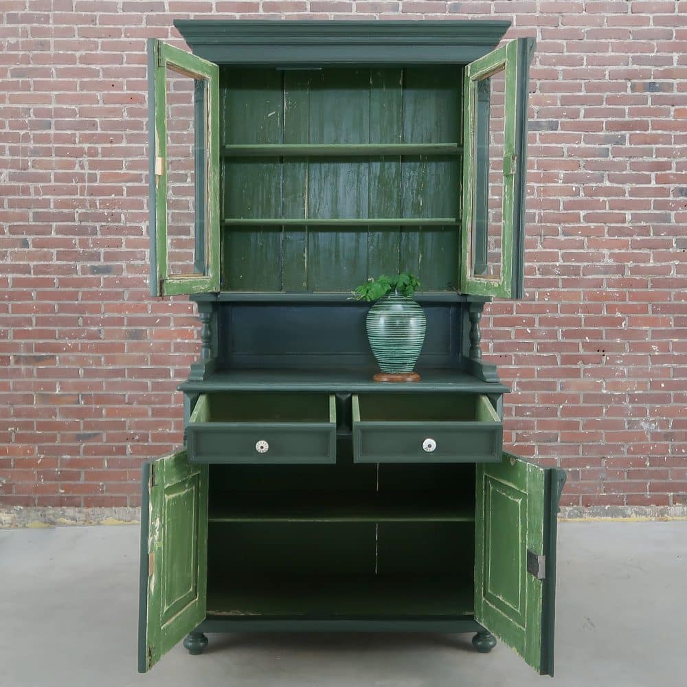 Brocante groene buffetkast - Afbeelding 3