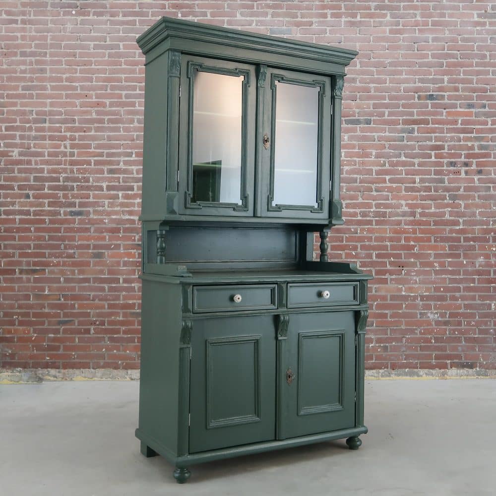 Brocante groene buffetkast - Afbeelding 2