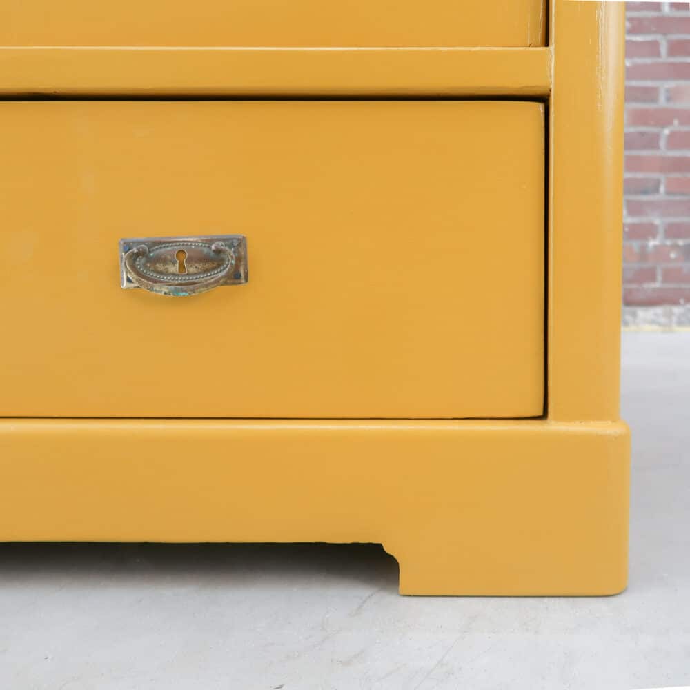 Brocante gele vitrinekast - Afbeelding 6