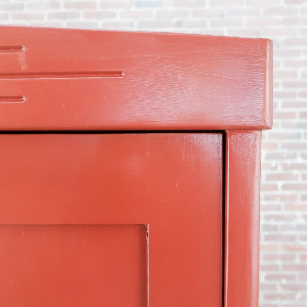 Brocante rode linnenkast - Afbeelding 4