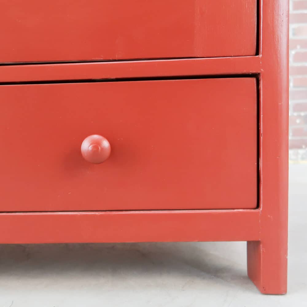 Brocante rode linnenkast - Afbeelding 6