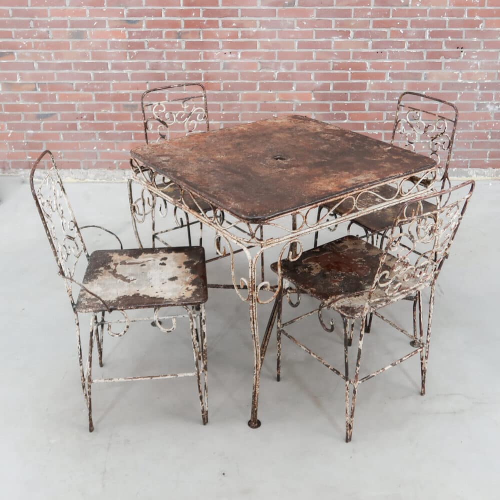 Brocante bistroset - 4 stoelen en tafel - Afbeelding 2
