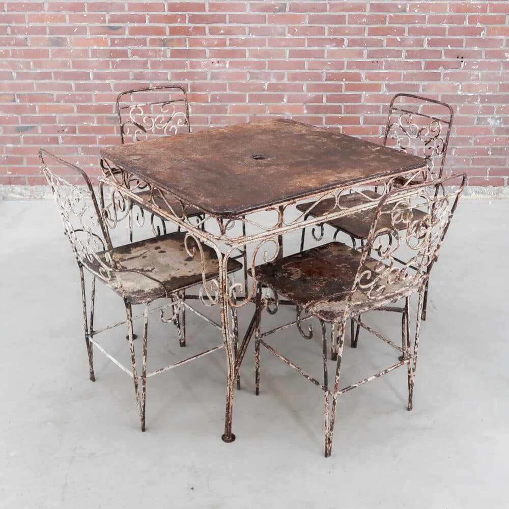 Brocante bistroset - 4 stoelen en tafel - Afbeelding 3