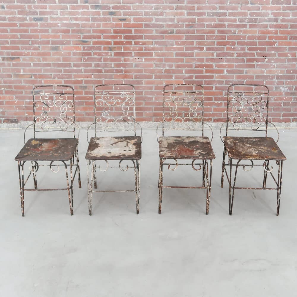 Brocante bistroset - 4 stoelen en tafel - Afbeelding 10