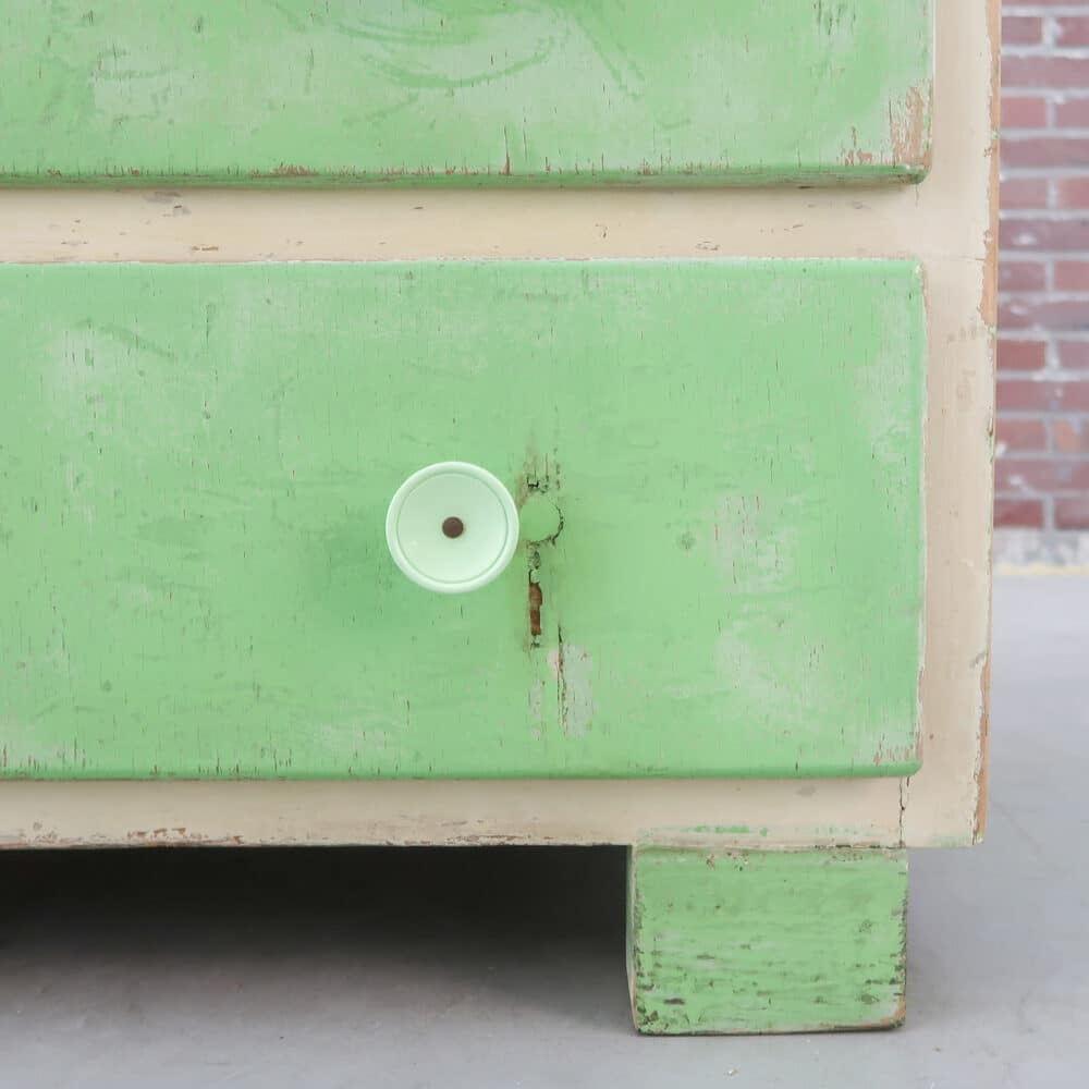 Groene brocante ladekast - Afbeelding 10