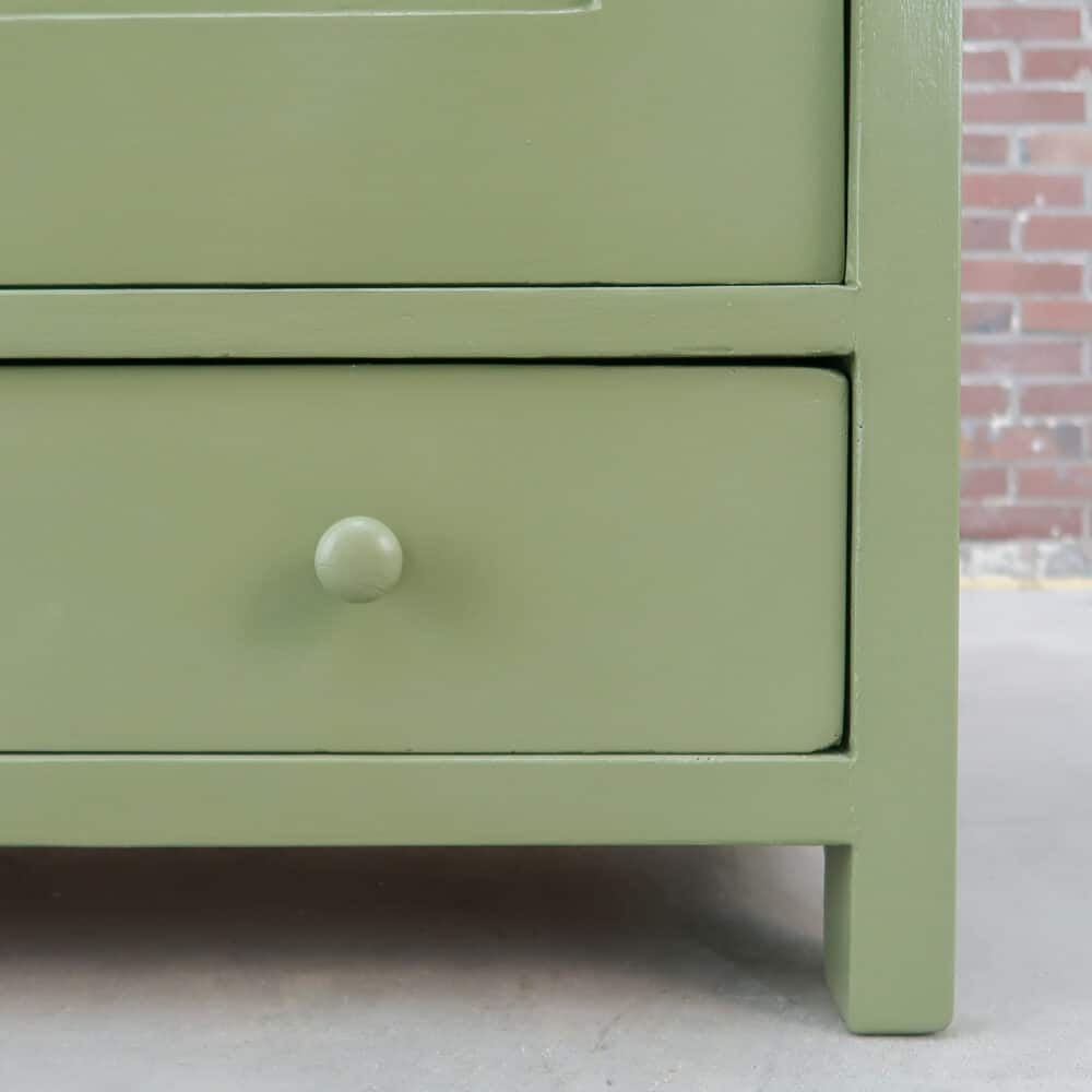 Brocante groene linnenkast - Afbeelding 6
