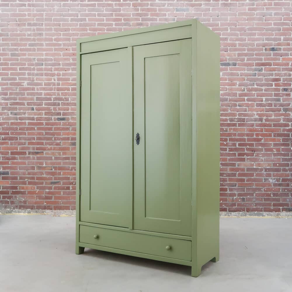 Brocante groene linnenkast - Afbeelding 7
