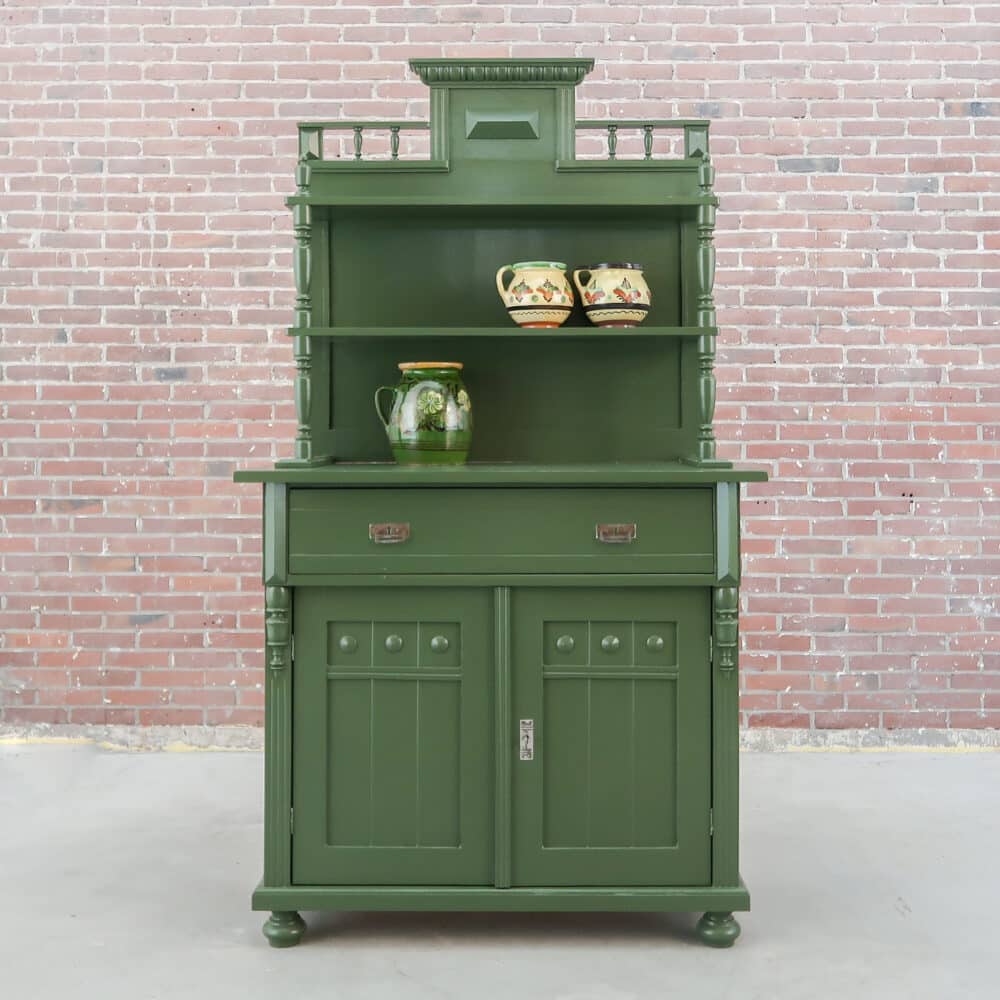 Brocante groene buffetkast