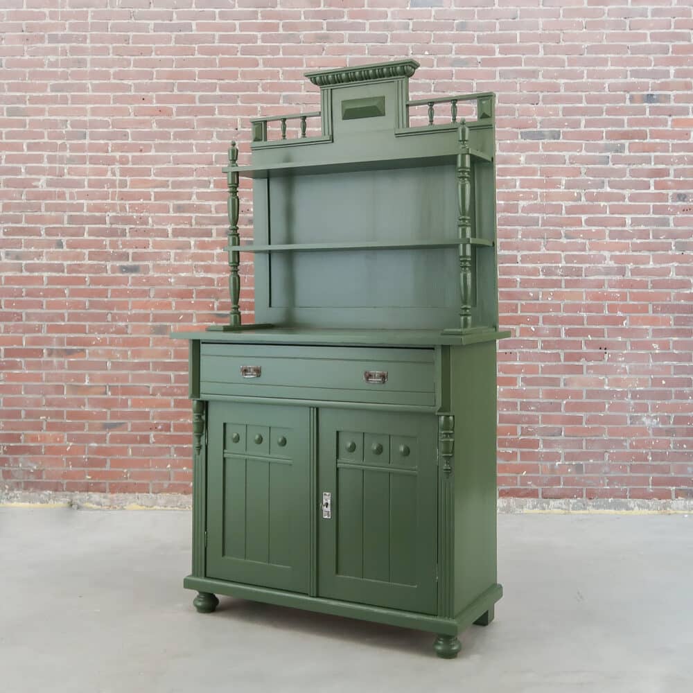 Brocante groene buffetkast - Afbeelding 9