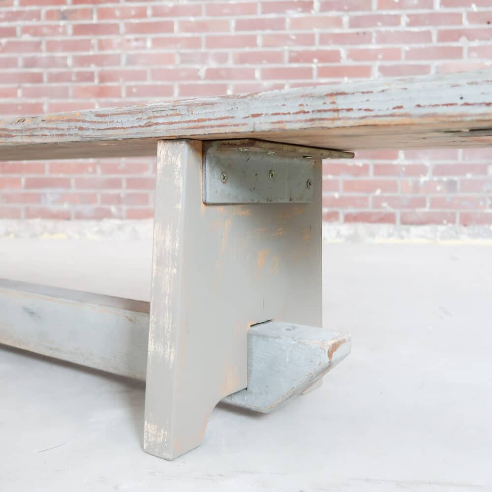 Brocante houten bankje - Afbeelding 6