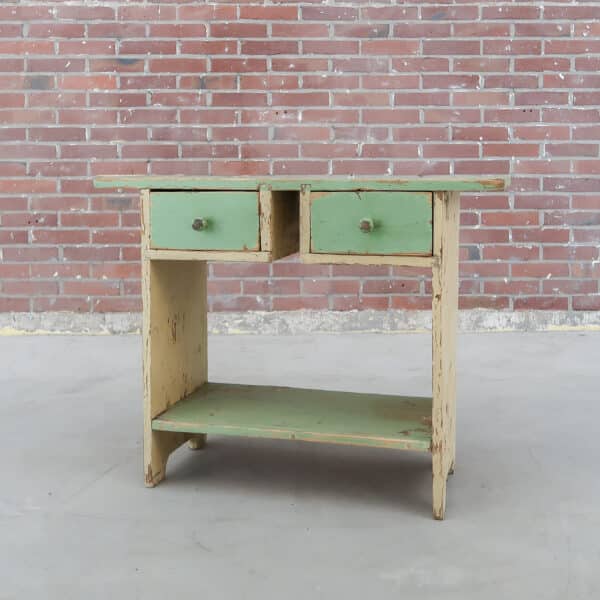 Brocante bankje met lades