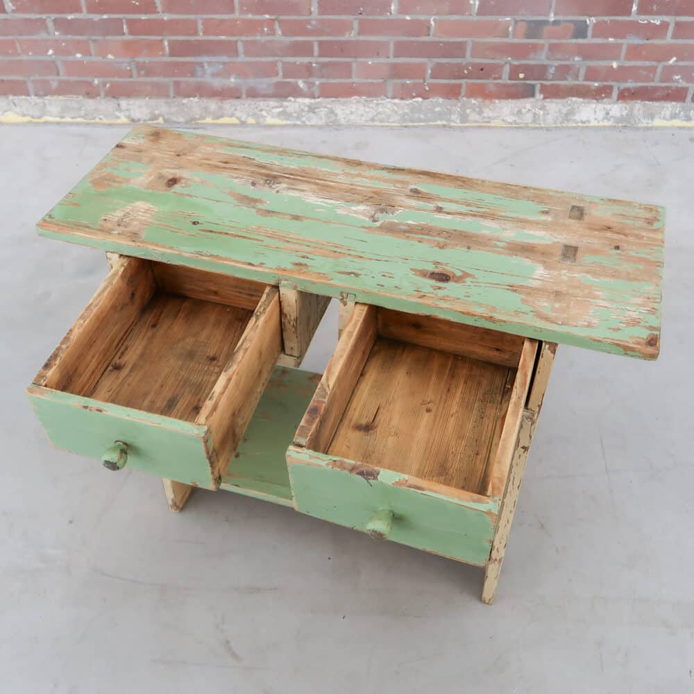 Brocante bankje met lades - Afbeelding 3