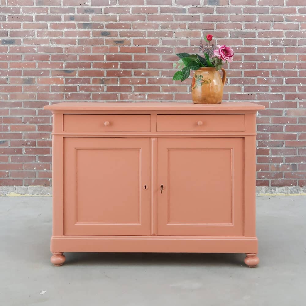 Brocante roze dressoir