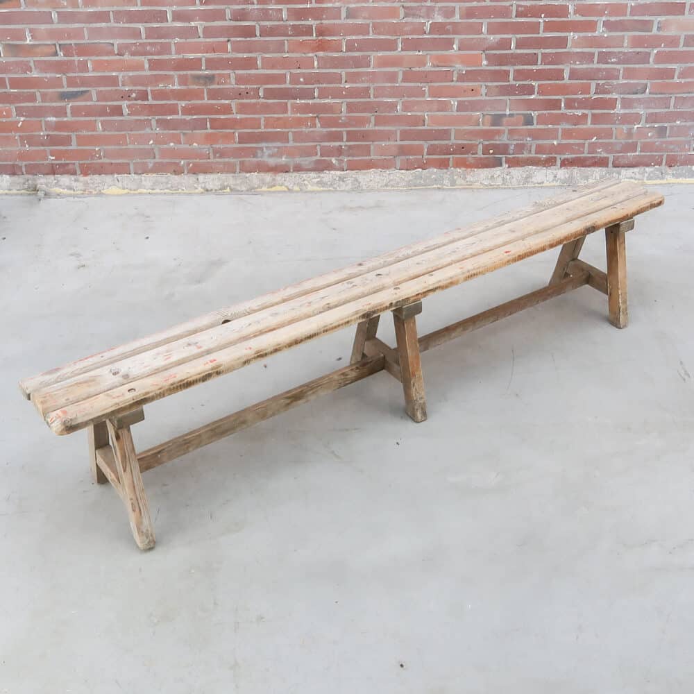 Brocante houten bankje - Afbeelding 2