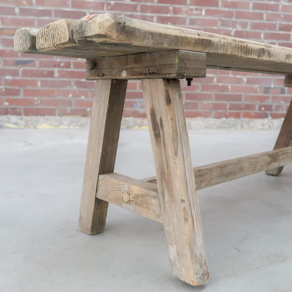 Brocante houten bankje - Afbeelding 7