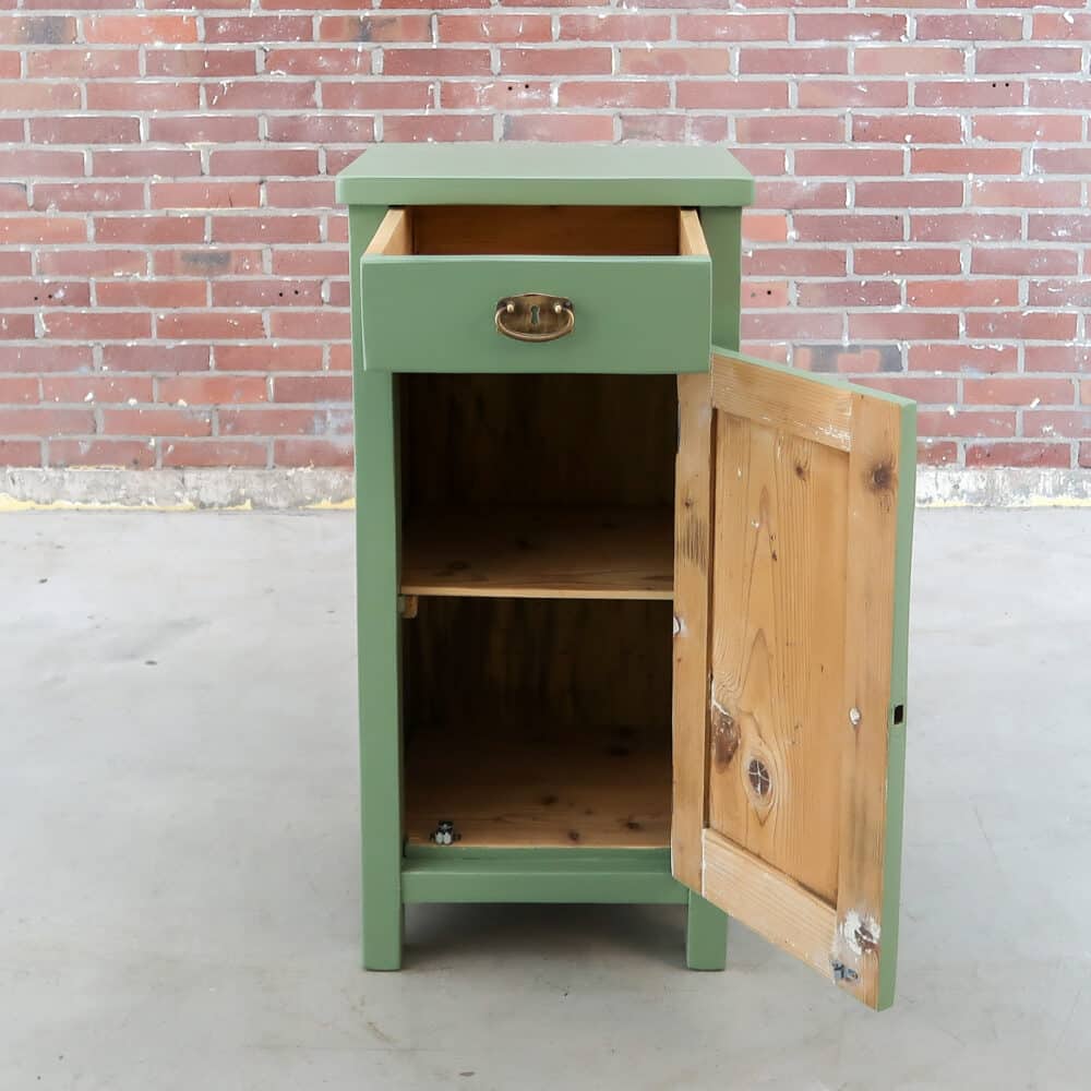 Groen brocante nachtkastje - Afbeelding 2