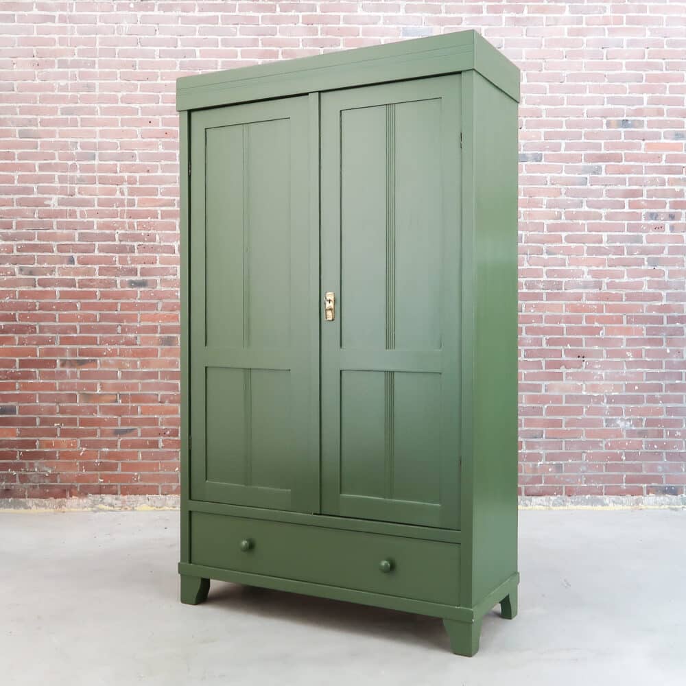 Brocante groene linnenkast - Afbeelding 7