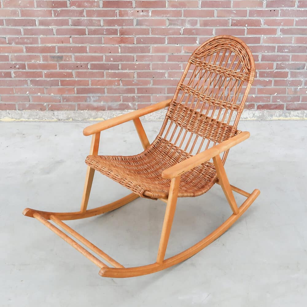 Vintage rieten schommelstoel - Afbeelding 2