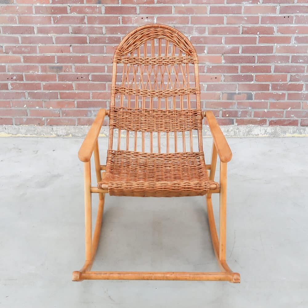 Vintage rieten schommelstoel - Afbeelding 3