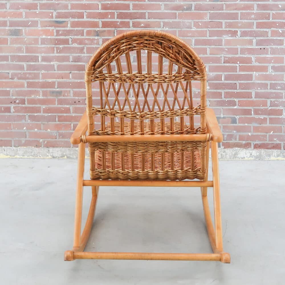 Vintage rieten schommelstoel - Afbeelding 5
