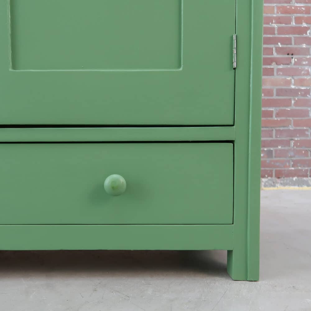 Brocante groene linnenkast - Afbeelding 6