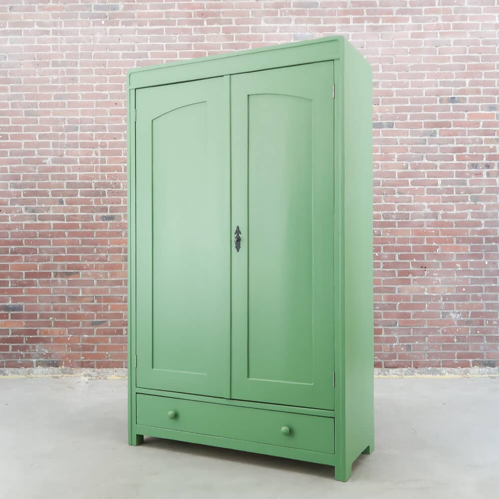 Brocante groene linnenkast - Afbeelding 7