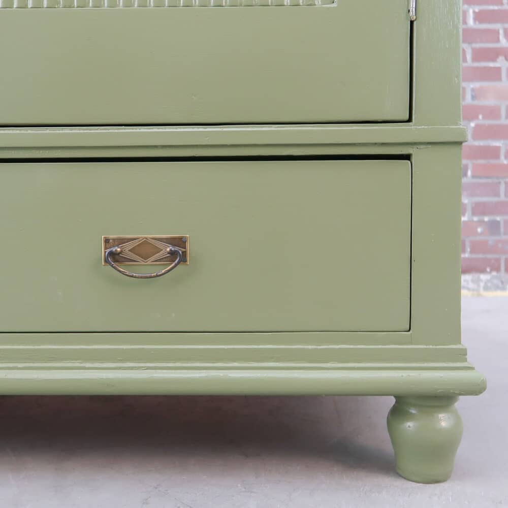 Brocante groene linnenkast - Afbeelding 6