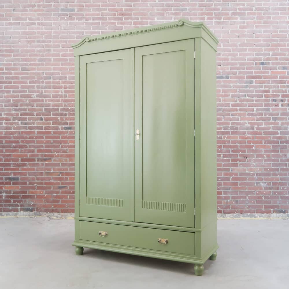Brocante groene linnenkast - Afbeelding 7