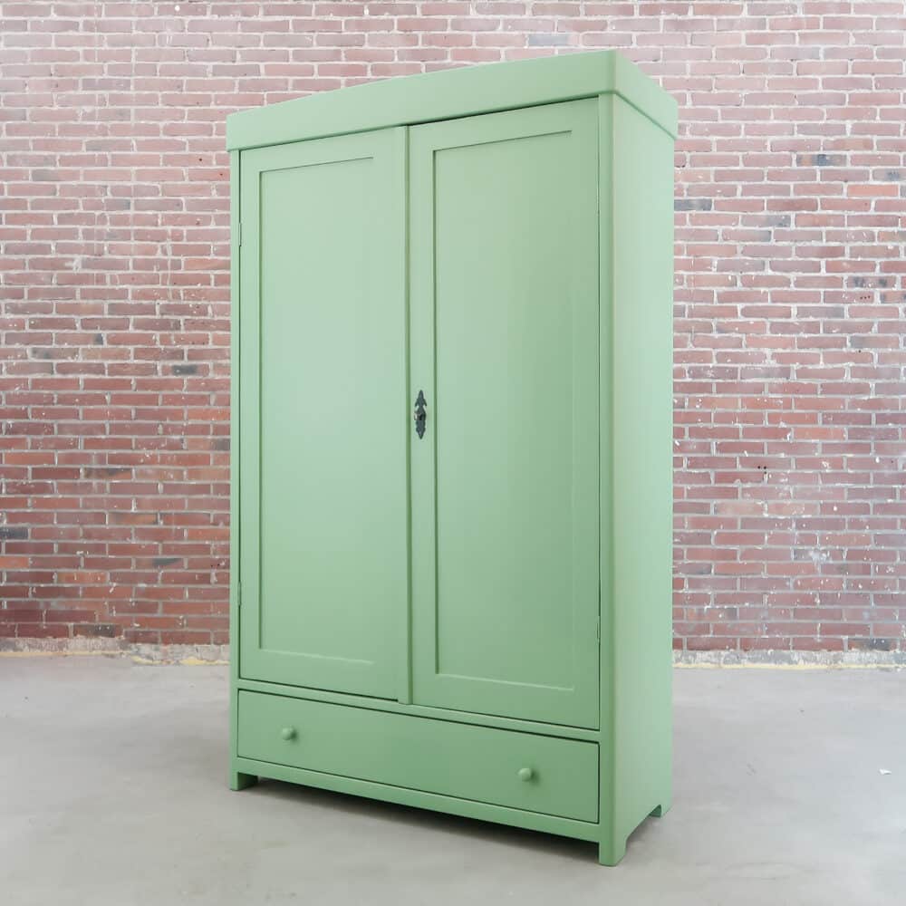 Brocante groene linnenkast - Afbeelding 7