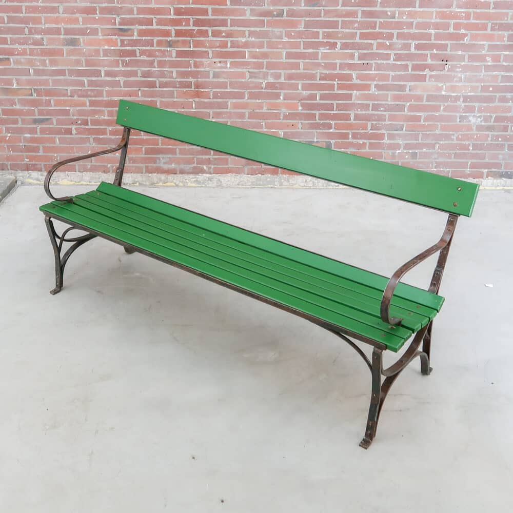 Groene brocante parkbank - Afbeelding 2
