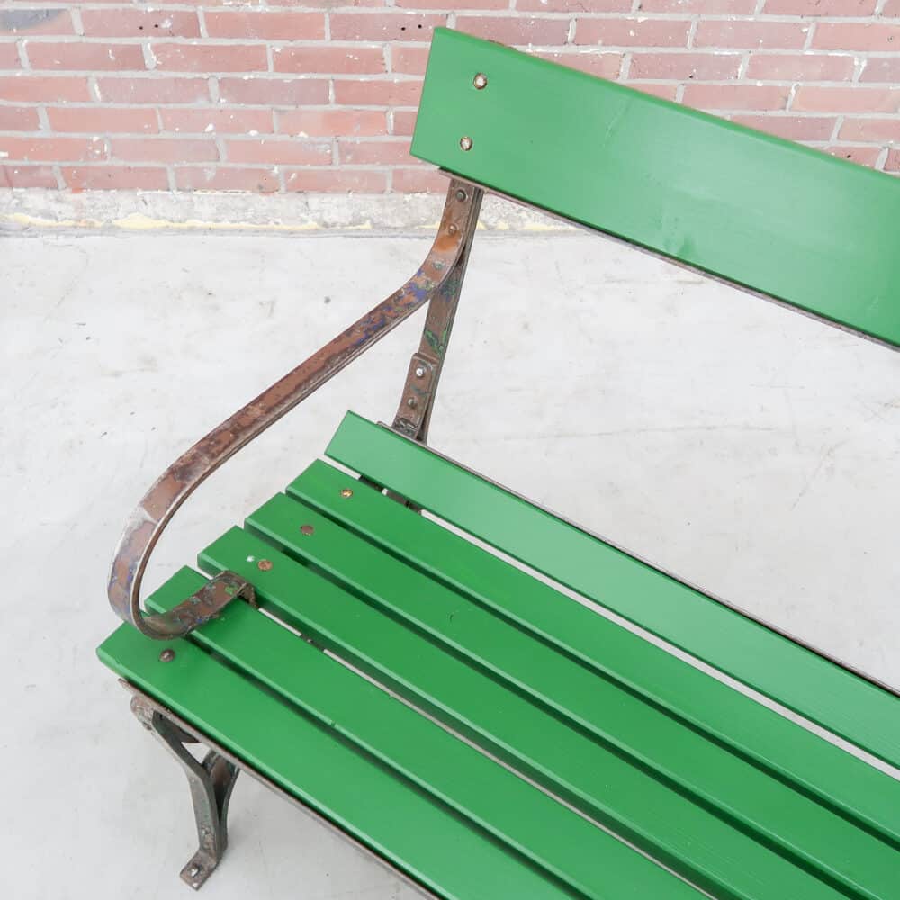 Groene brocante parkbank - Afbeelding 3