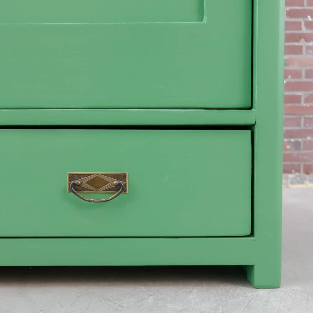 Brocante groene linnenkast - Afbeelding 6