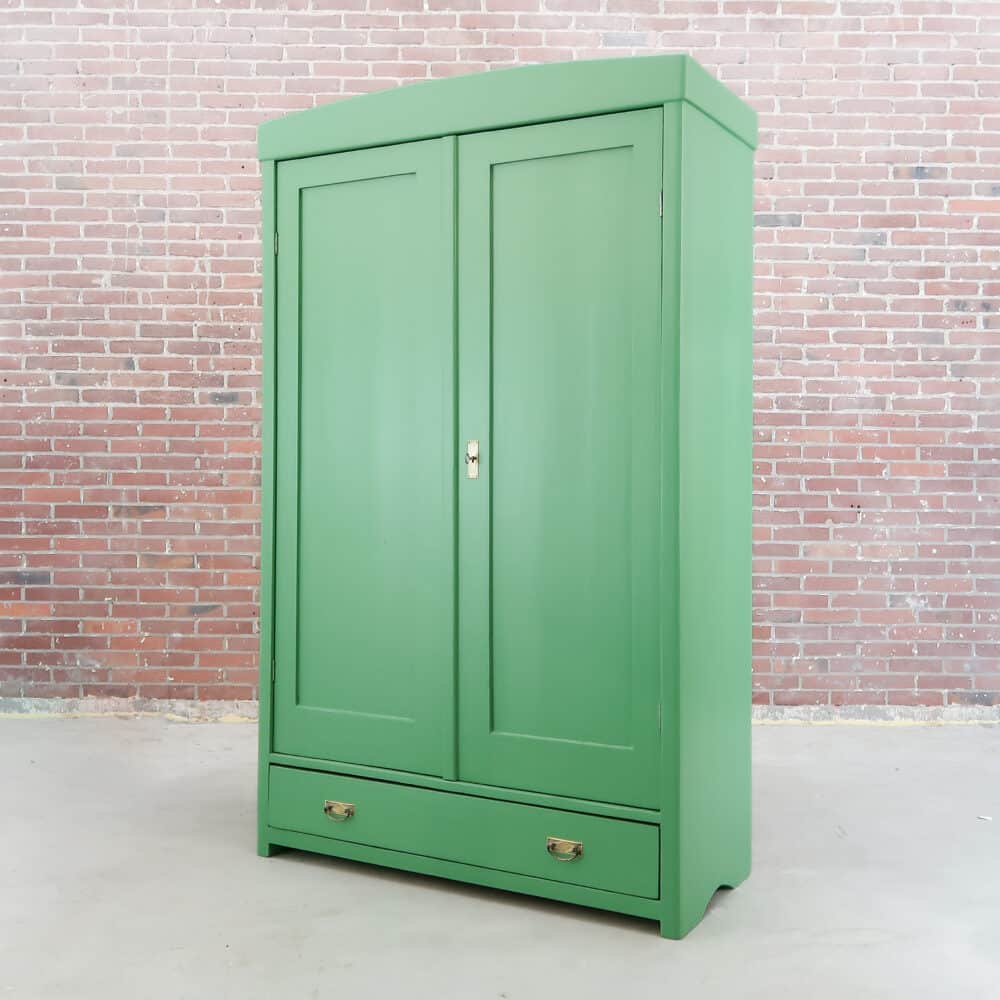 Brocante groene linnenkast - Afbeelding 7