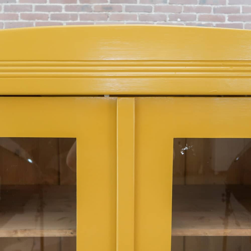 Brocante gele vitrinekast - Afbeelding 3
