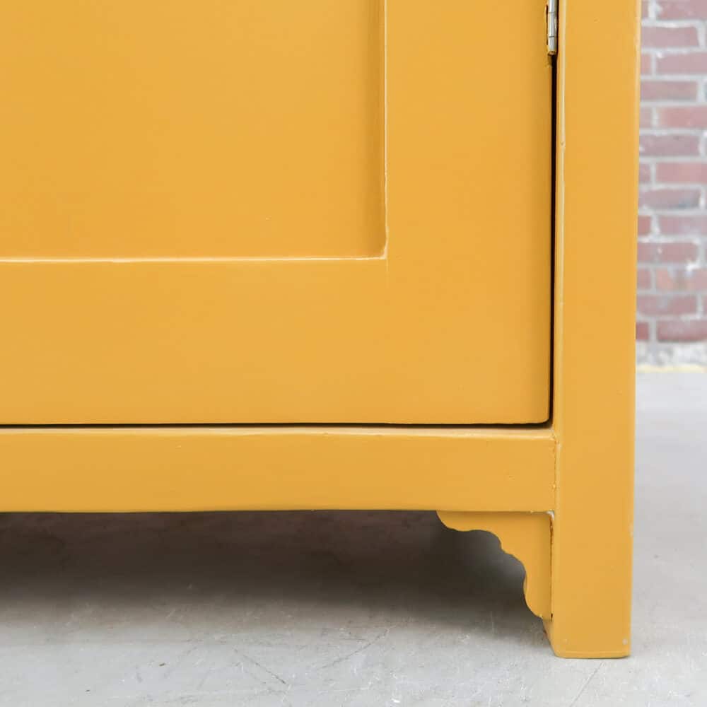 Brocante gele vitrinekast - Afbeelding 6