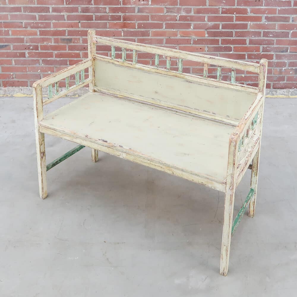 Brocante houten bankje - Afbeelding 2