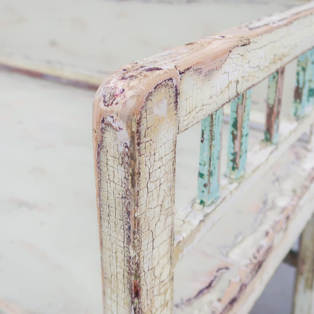 Brocante houten bankje - Afbeelding 4