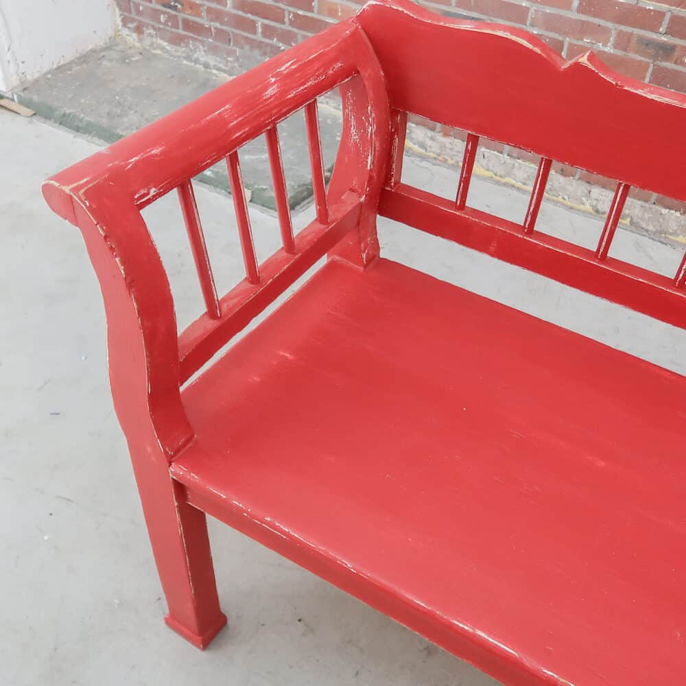 Rode brocante bank - Afbeelding 3