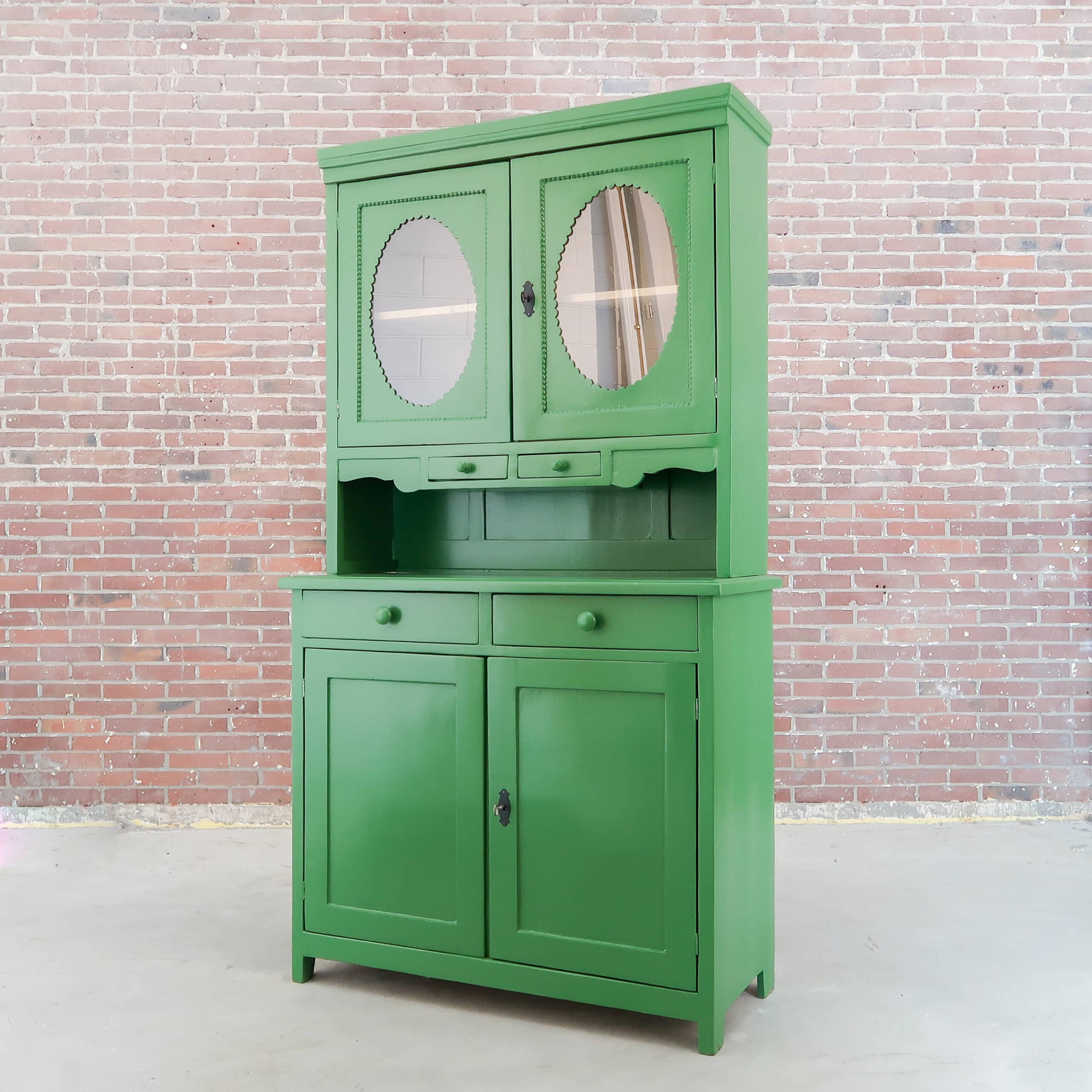 Brocante groene buffetkast - Afbeelding 9