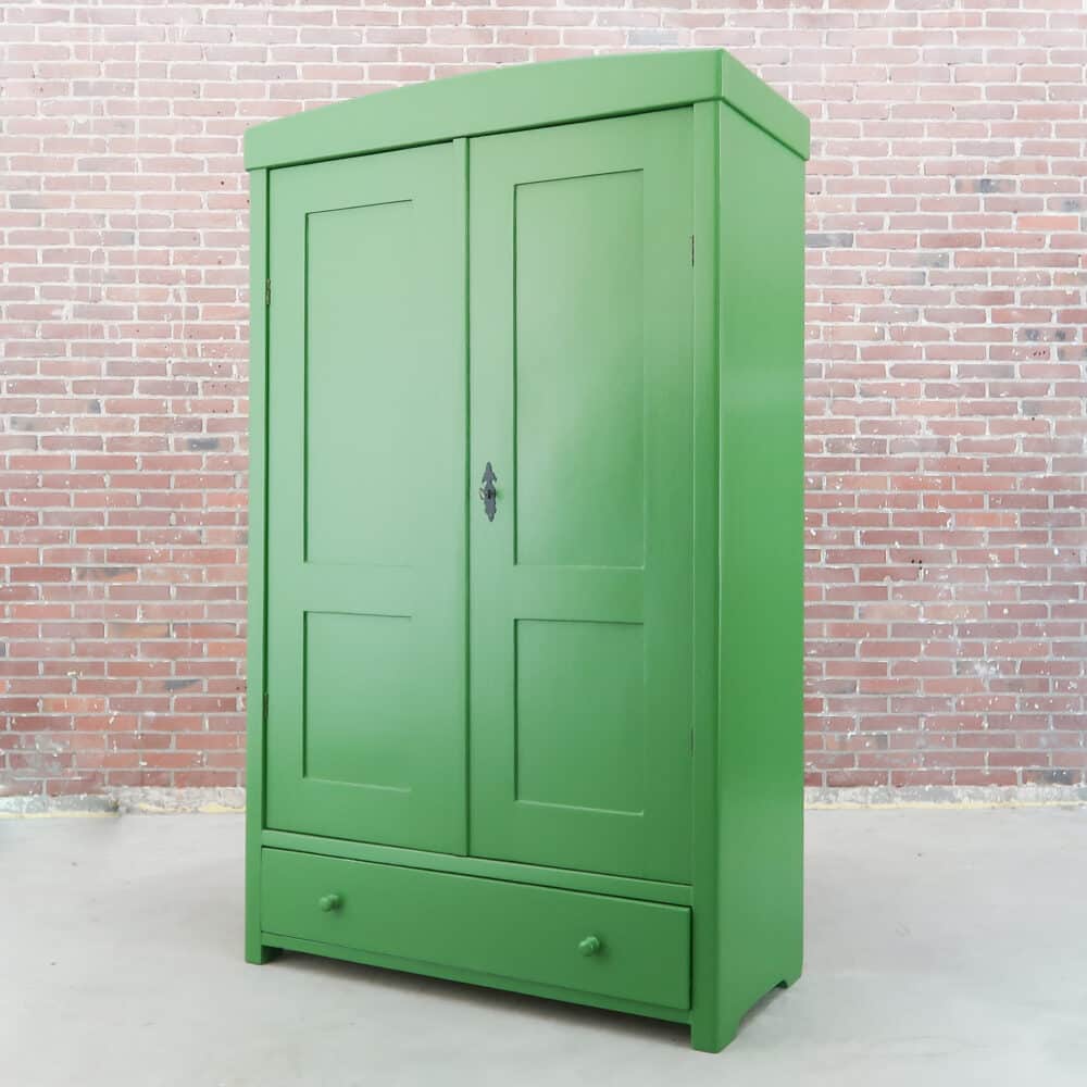 Brocante groene linnenkast - Afbeelding 7