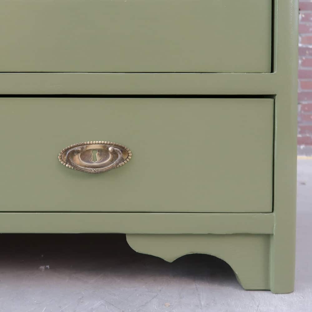 Brocante groene linnenkast - Afbeelding 7