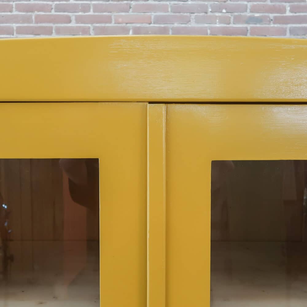 Brocante gele vitrinekast - Afbeelding 4