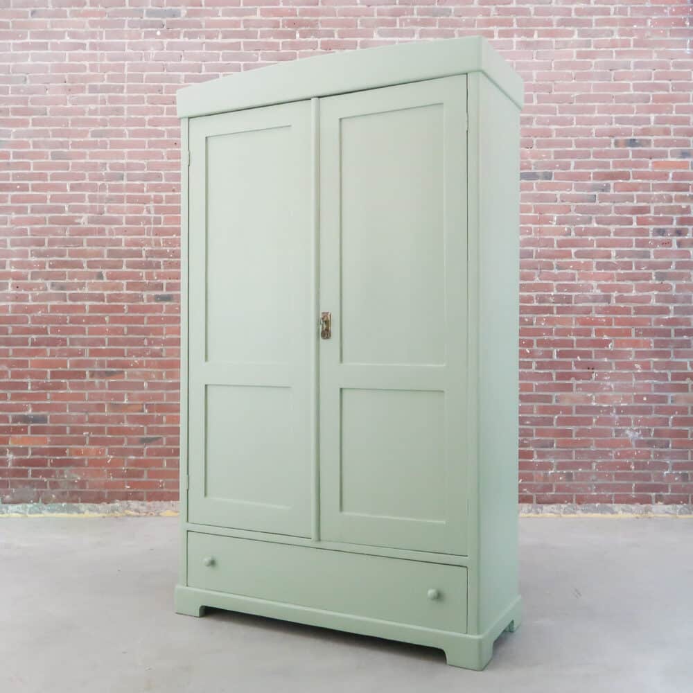 Brocante groene linnenkast - Afbeelding 7